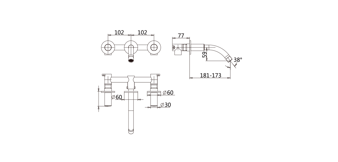 Double Handle Concealed Basin Faucet