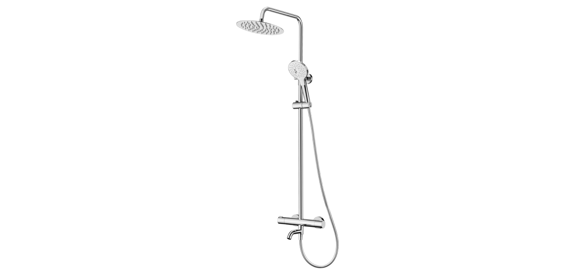 Round Thermostatic Shower Column Three Functions 