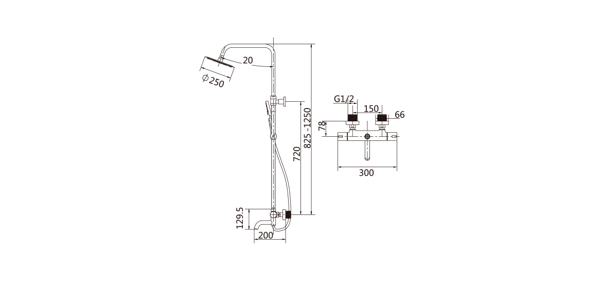 Round Thermostatic Shower Column Three Functions 