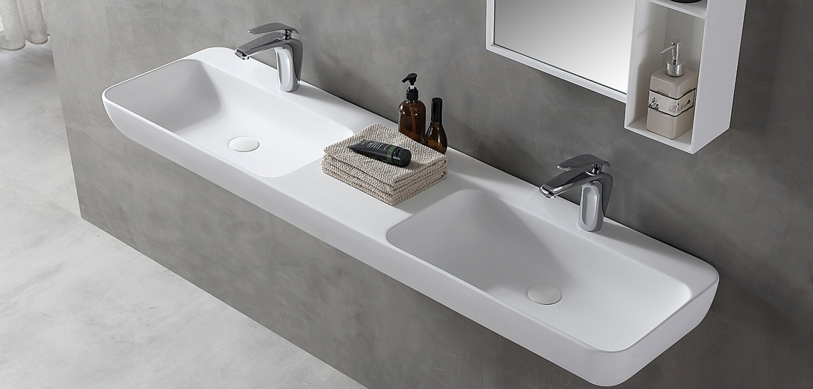 Wall-hung Table with Double Basin