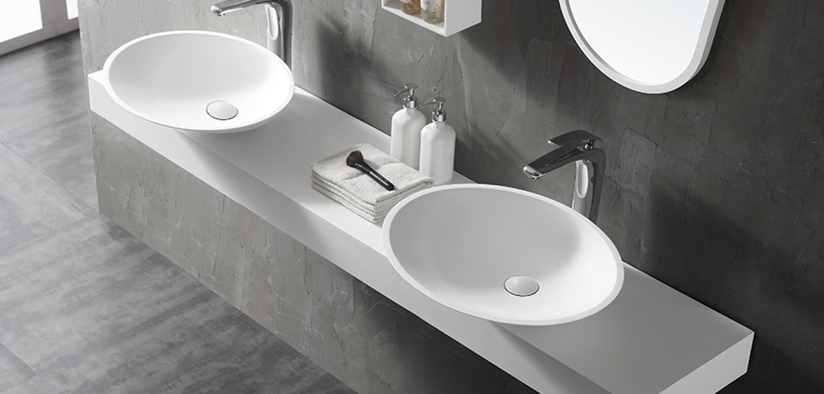 Wall-hung Table with Double Basin