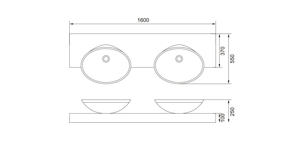 Wall-hung Table with Double Basin