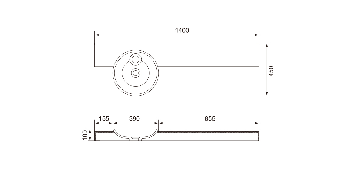 Wall-hung Table with Single Basin