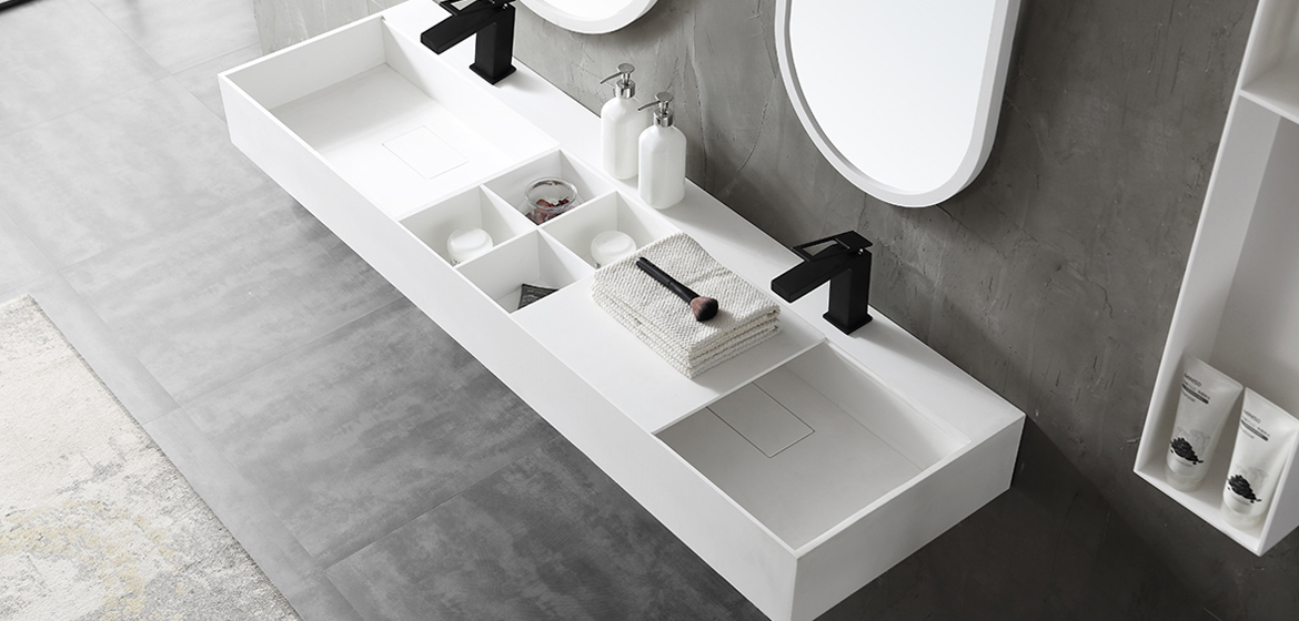 Wall-hung Table with Double Basin