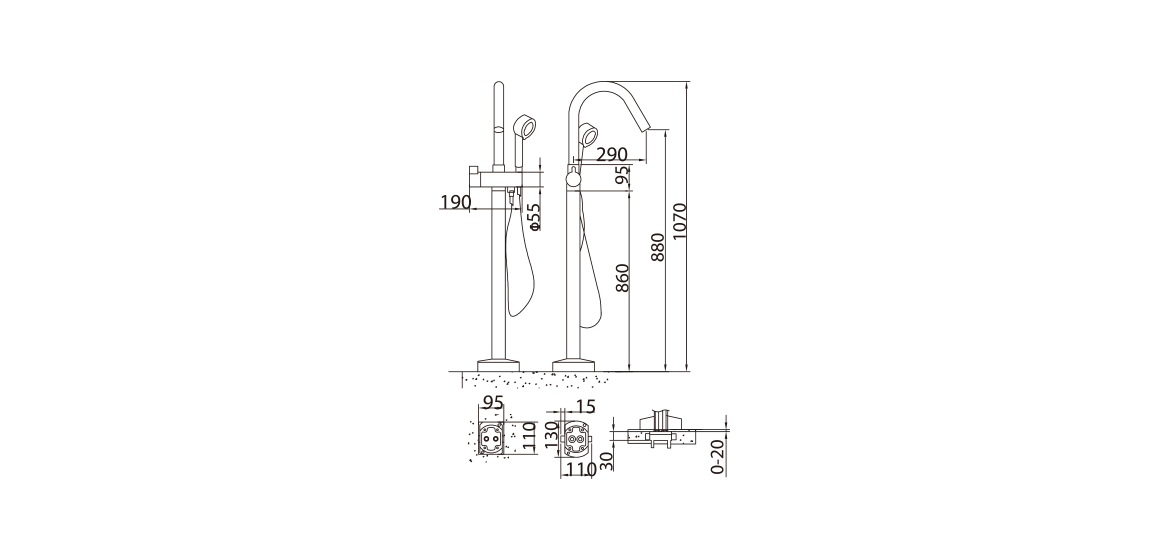 Single Handle Standing Bath Shower Faucet